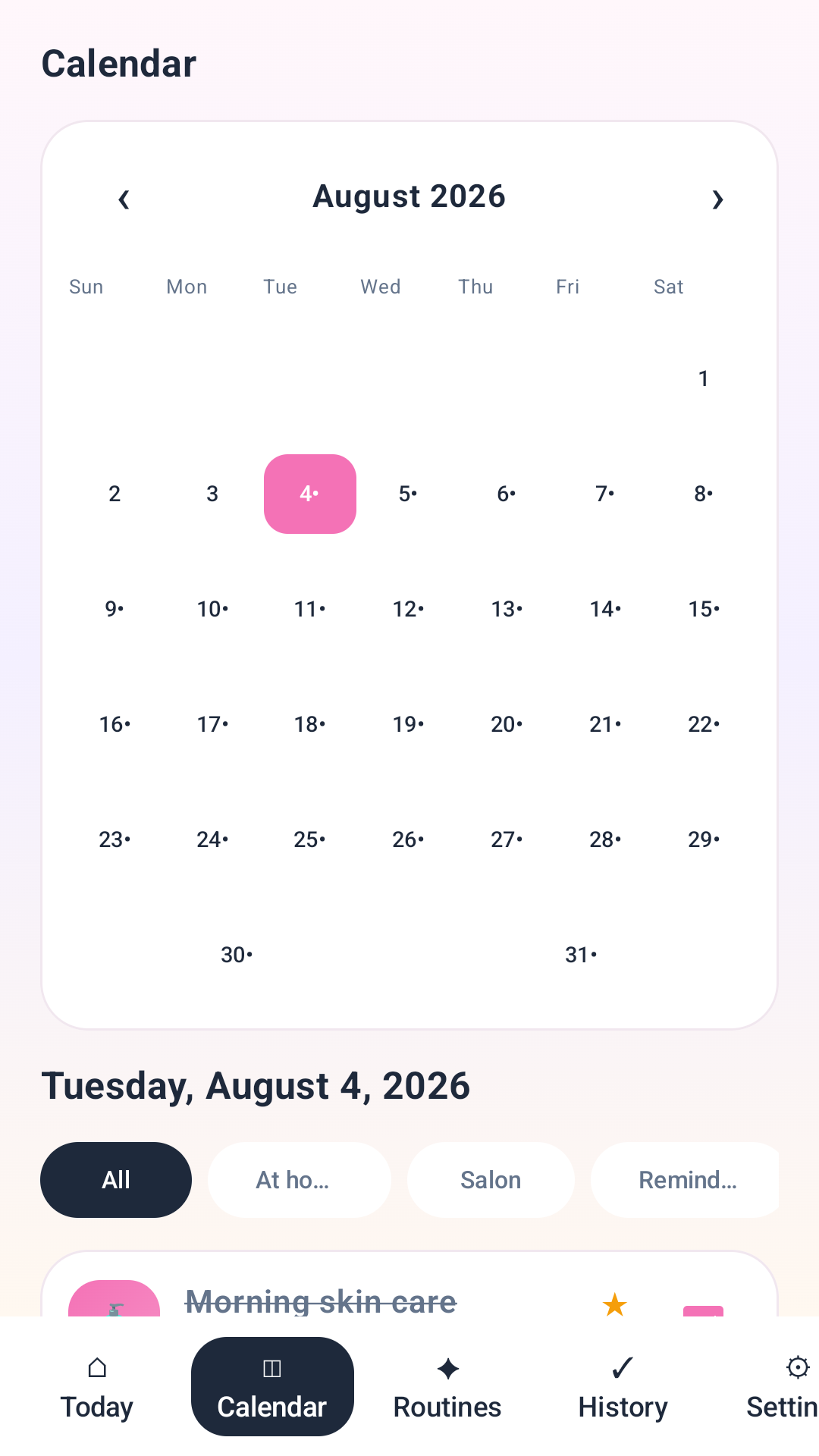 Glow Planner calendar