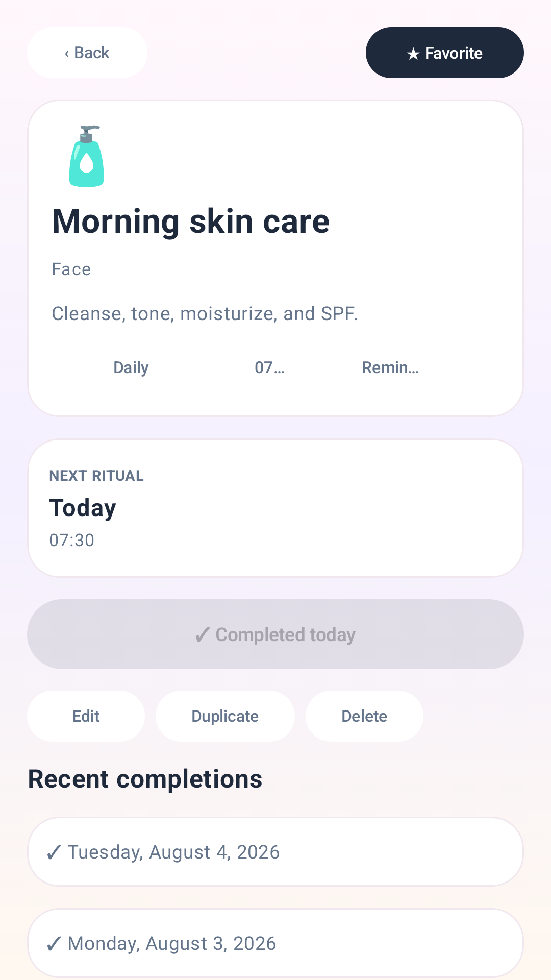 Glow Planner ritual detail
