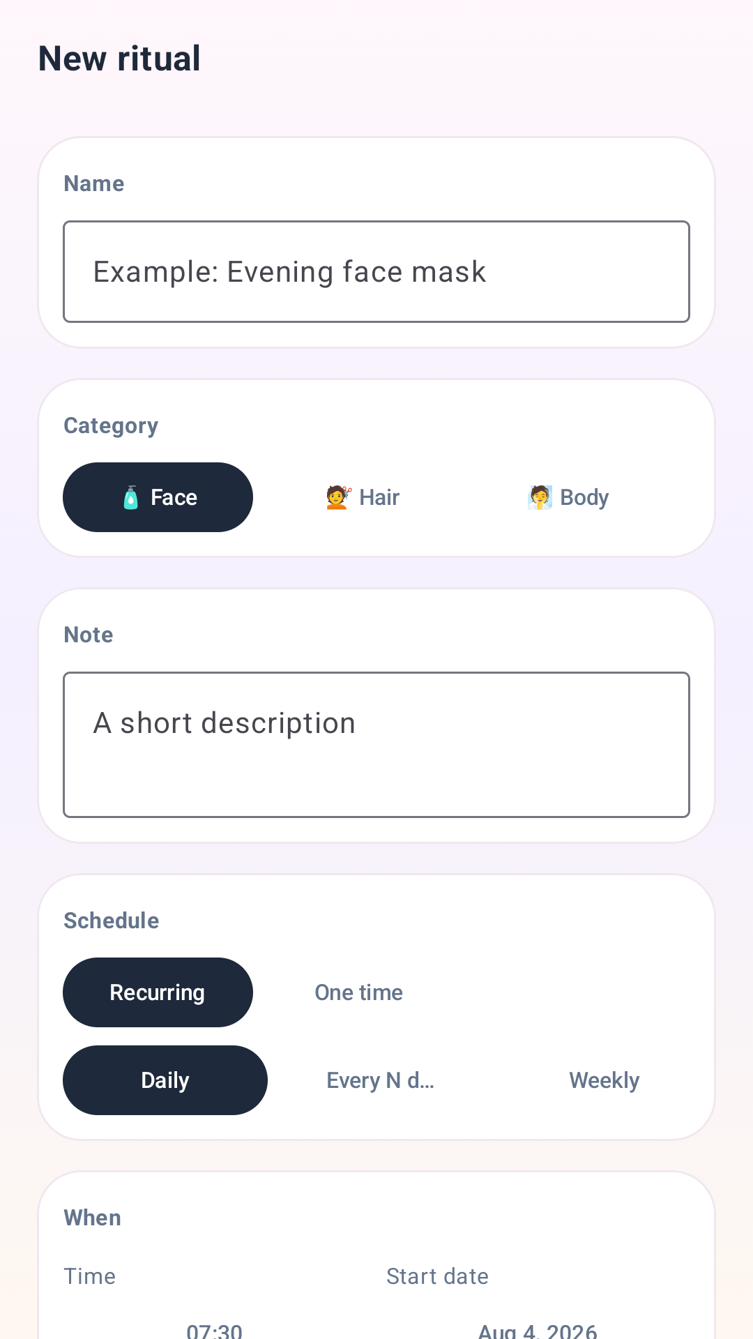 Glow Planner ritual editor